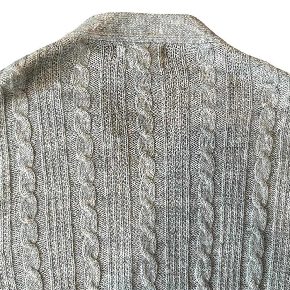 Vintage 60s Gray Cable Knit Cardigan Acrylic Sz M - Picture 5 of 11